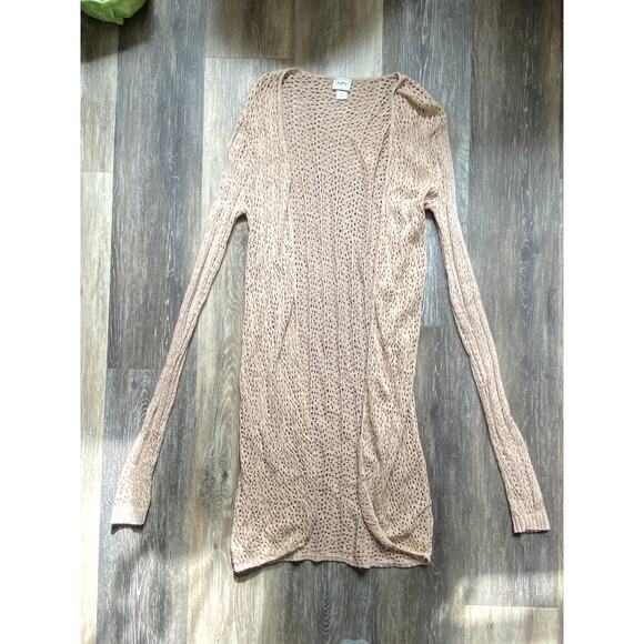 Cream Open Knit Boho Long Cardigan Cotton Small Drape Whimsygoth Y2K Retro Fairy - Picture 3 of 5